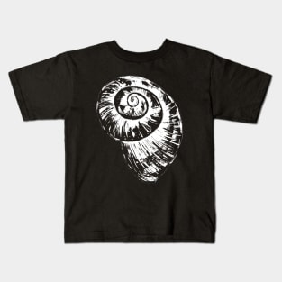 White Spiral Seasnail Shell Kids T-Shirt